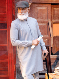 Light Grey Blended Kurta Trouser - AL-KT-2841