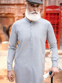 Light Grey Blended Kurta Trouser - AL-KT-2841