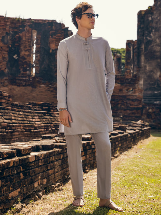 Light Grey Blended Kurta Trouser - AL-KT-2906