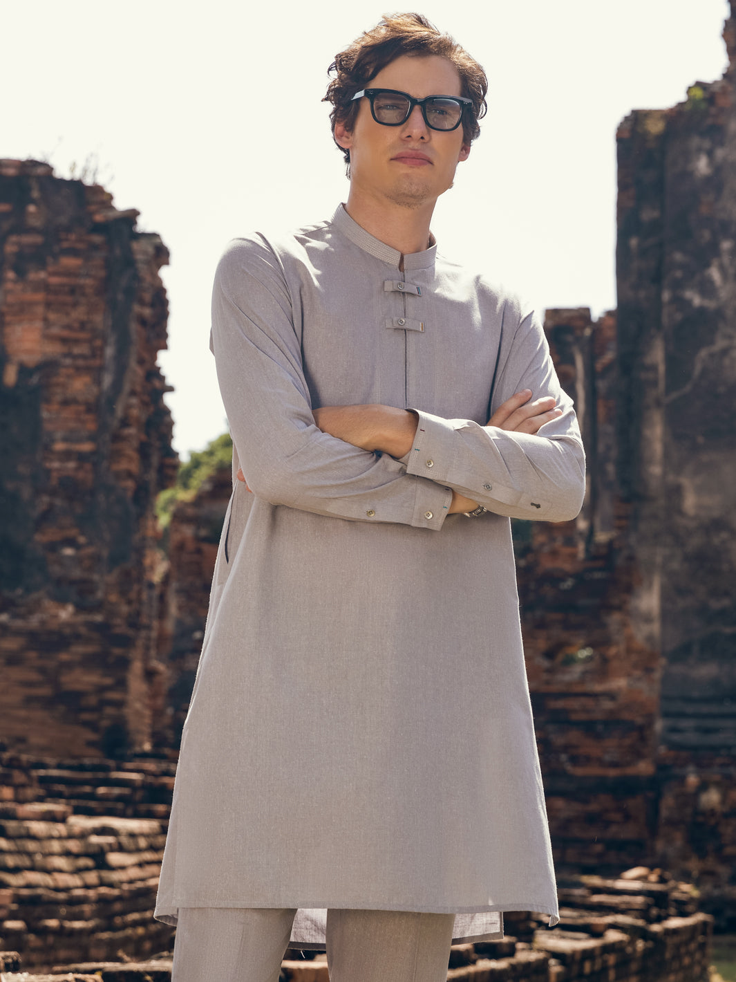 Light Grey Blended Kurta Trouser - AL-KT-2906