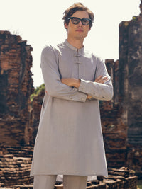Light Grey Blended Kurta Trouser - AL-KT-2906