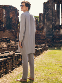 Light Grey Blended Kurta Trouser - AL-KT-2906