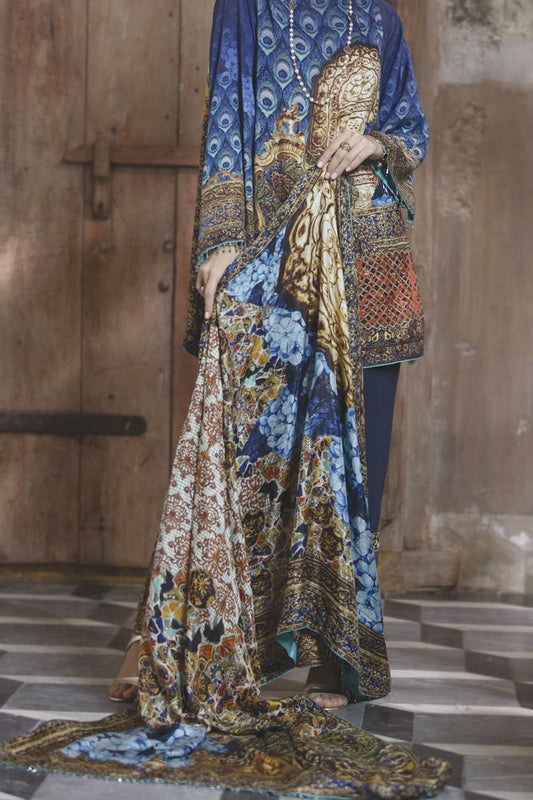 Blue 3 Piece Unstitched - ALP-528