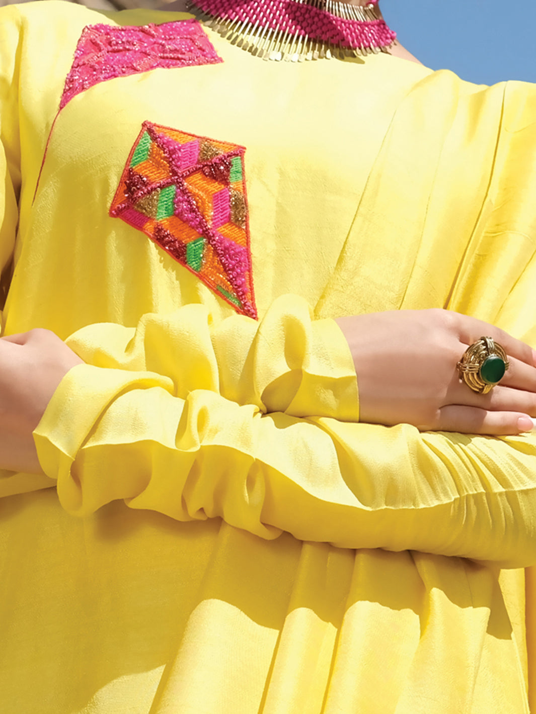Yellow Raw Silk Tunic - LK-705