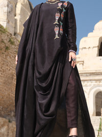 Black Raw Silk Tunic - LK-707