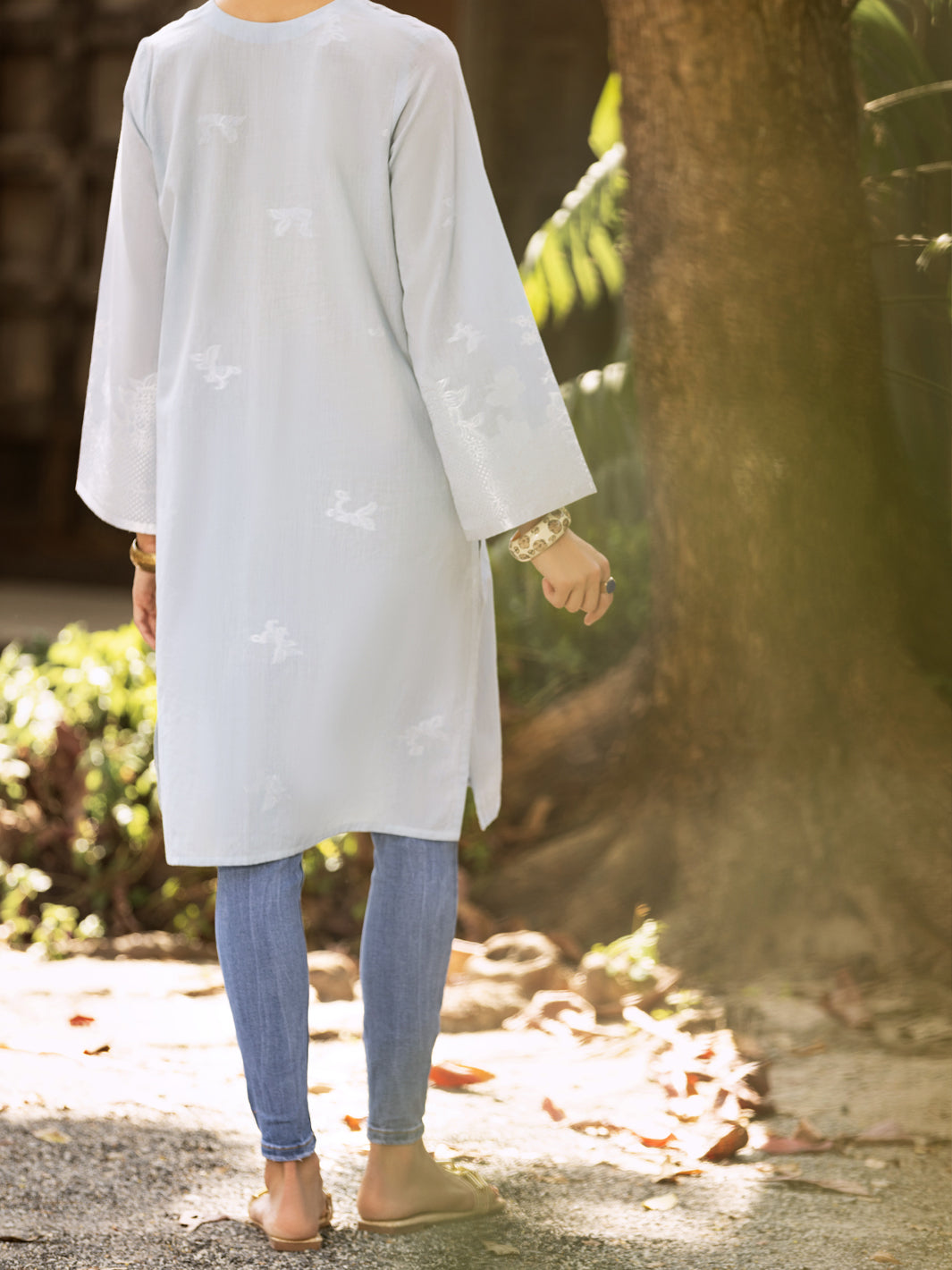 Sky Blue Jacquard Tunic - AL-LK-893
