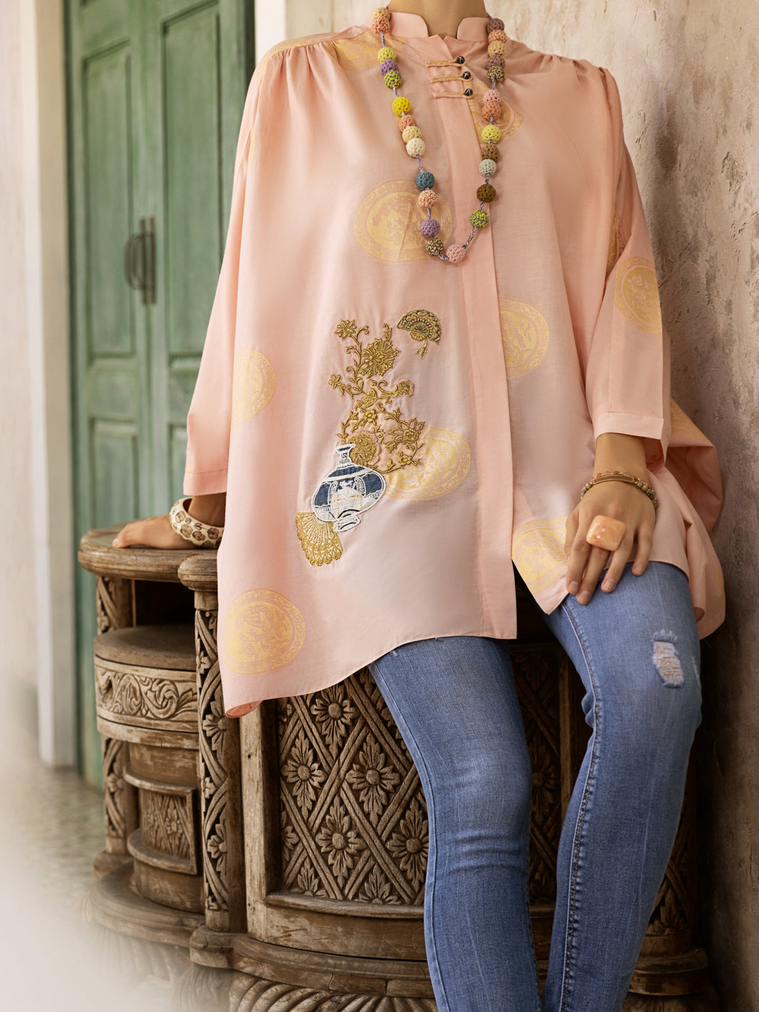 Pink Jacquard Tunic - AL-LK-897