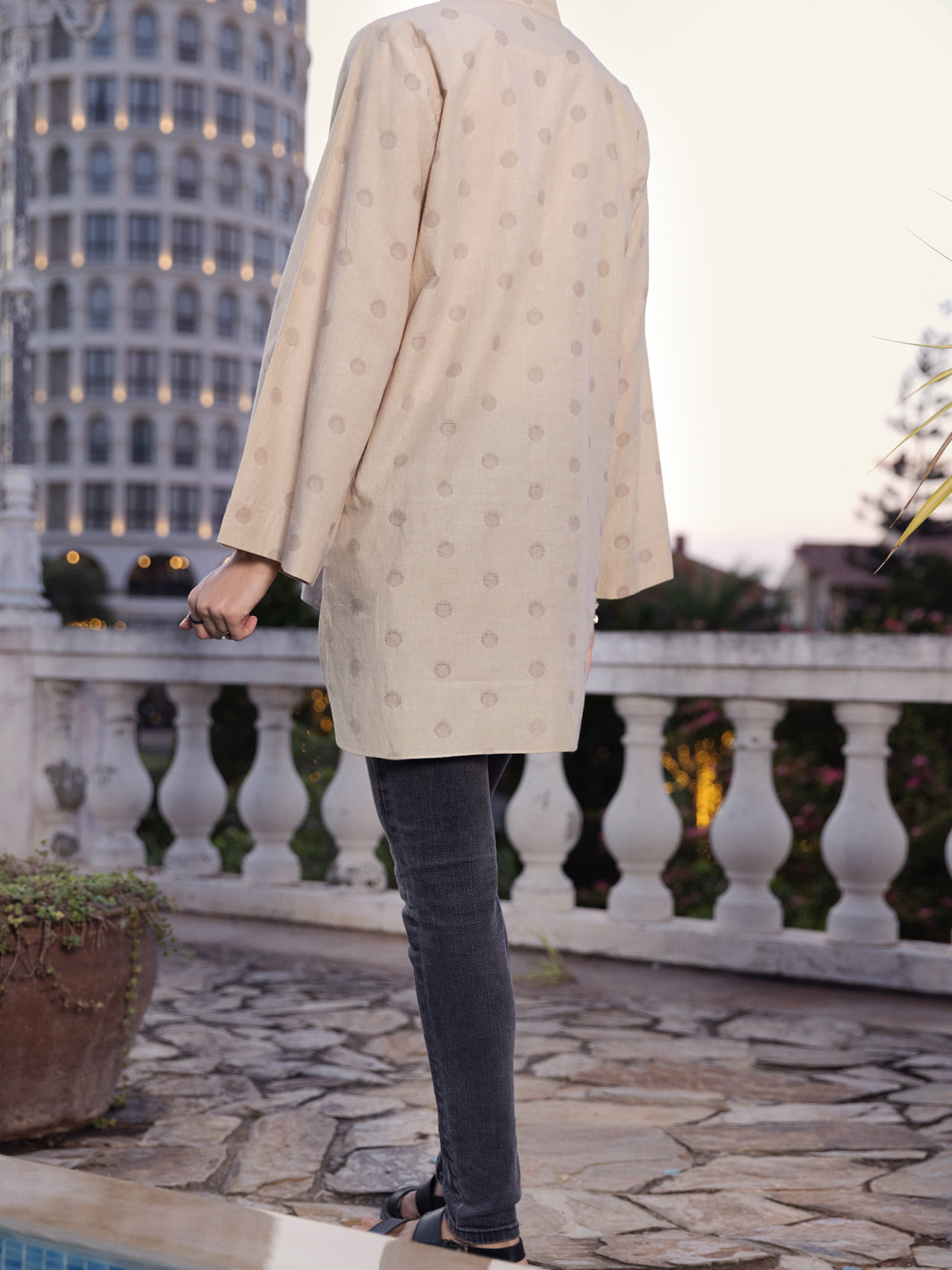 Beige Dobby Tunic - AL-LK-899