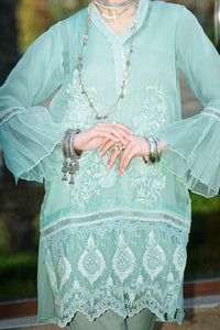 Sea Green Organza 2 Piece Stitched - LKS-652