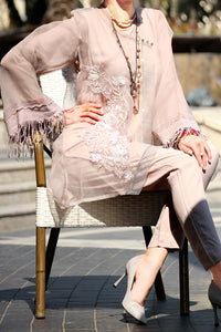 Grey Organza 2Pc Stitched - LKS-654