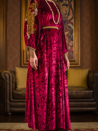 Maroon Velvet 2 Piece Formal Suit - LS-236