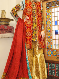 Red Silk 3 Piece Formal Suit - LS-251