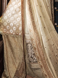 Beige Organza 3 Piece Formal Suit - LS-253