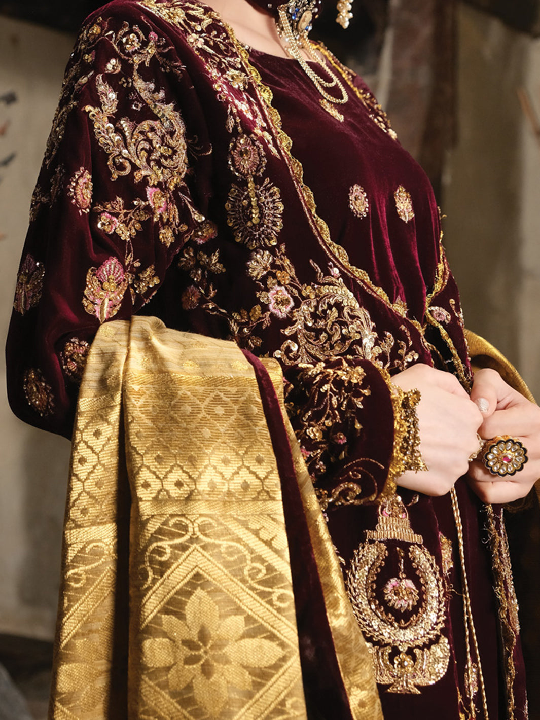 Maroon Velvet 3 Piece Formal Suit - LS-271
