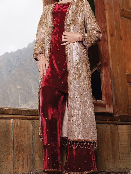 Rose Pink Velvet 2Pc Formal Suit - LS-272