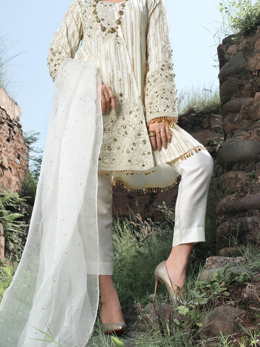 Off White 3 Piece Formal Stitched - AL-3PS-LS-307