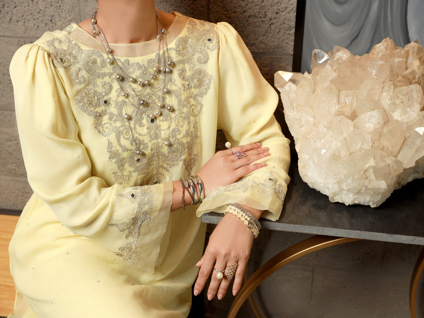 Lime Yellow 2Pc Formal Stitched - AL-2PS-LS-336