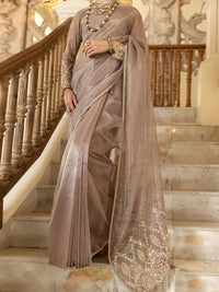 Beige Shimmer Net 2 Piece Formal Unstitched - AL-2PS-LS-UN-355
