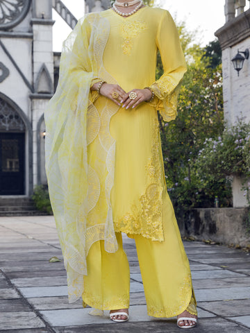 LEMON DOLA SILK 3 PIECE FORMAL UNSTITCHED - AL-3PS-LS-UN-398