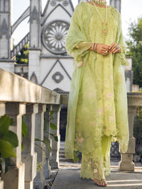 Pista Green Dola Silk 3 Piece Formal Unstitched - AL-3PS-LS-UN-401