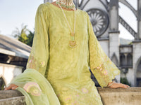 Pista Green Dola Silk 3 Piece Formal Unstitched - AL-3PS-LS-UN-401