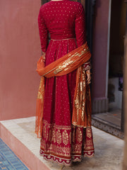 Red Golden Booti 3 Piece Formal Stitched - AL-3PS-LS-405