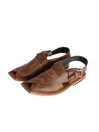 Brown Leather Peshawari Chappal - MFW-HC-065