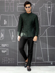 Dark Green Blended Fabric Prince Coat  - AL-PCS-025
