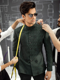 Dark Green Blended Fabric Prince Coat  - AL-PCS-025