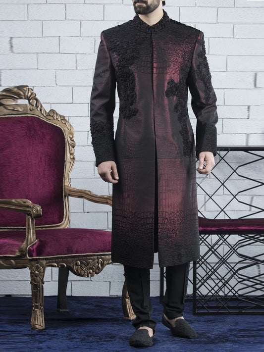 Magenta Sherwani - AL-SW-051 - Almirah Online