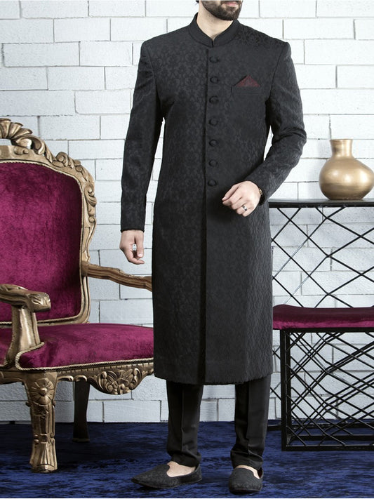 Black Sherwani - AL-SW-089 - Almirah Online