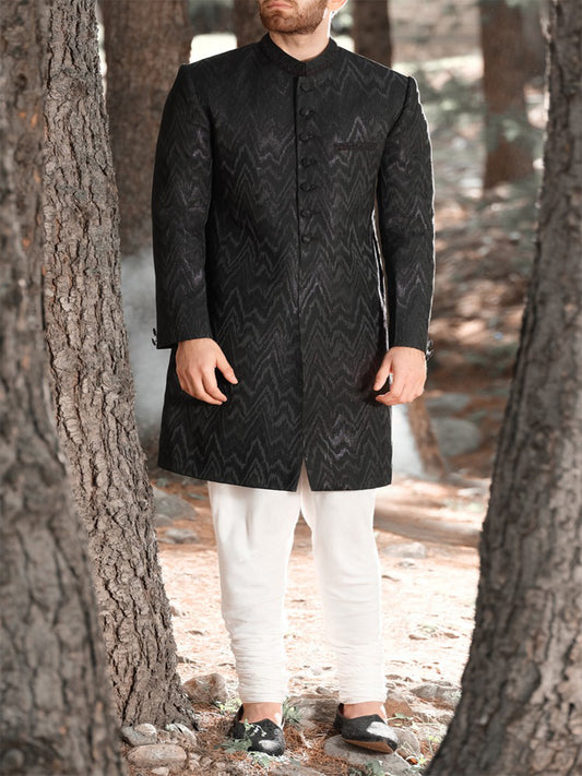 Black Sherwani - AL-SW-101 - Almirah Online