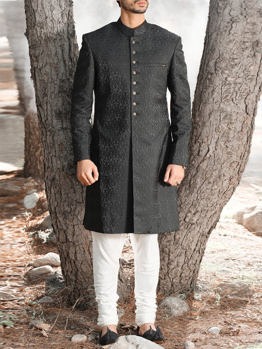 Black Sherwani - AL-SW-103 - Almirah Online