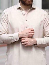 Beige Blended Kameez Shalwar - ALWA-KS-135