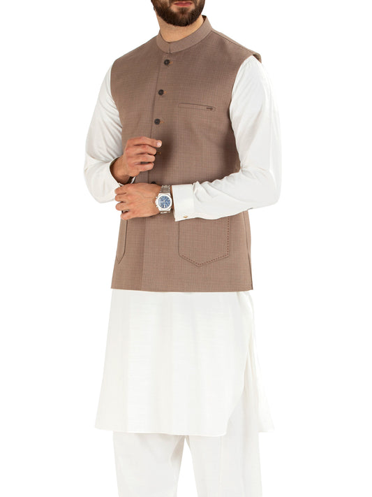 Light Brown Blended Waistcoat - AL-WC-282