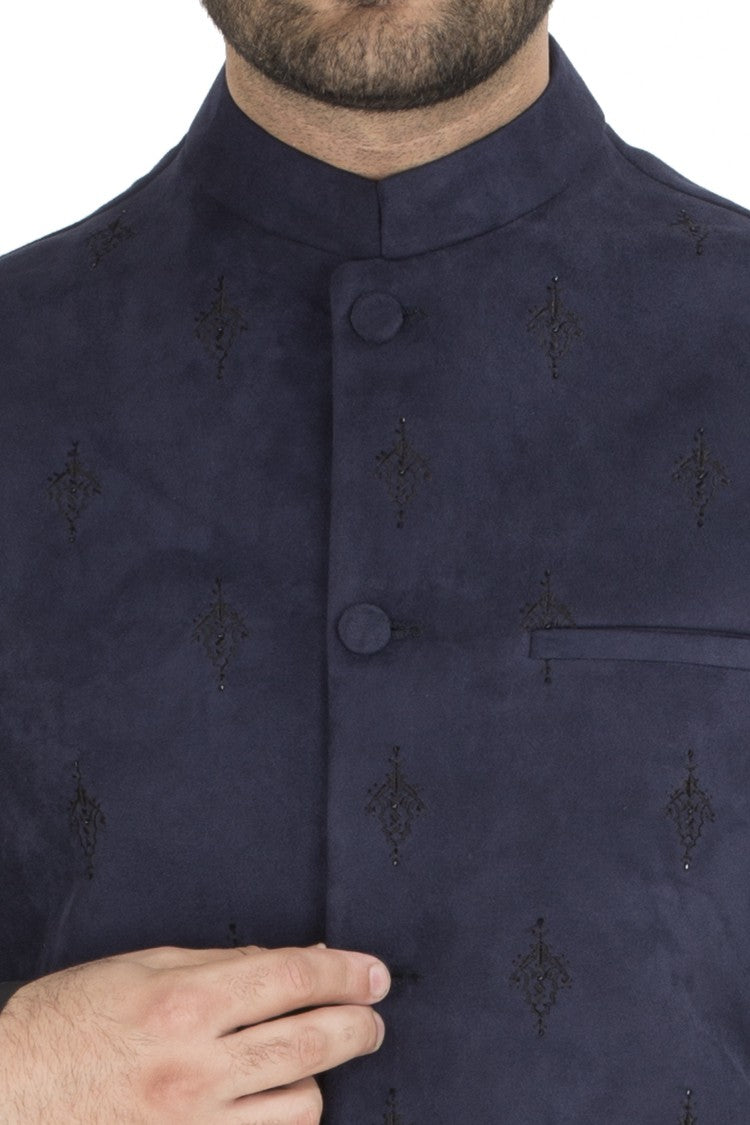 Navy Blue Blended Waistcoat - WC-286