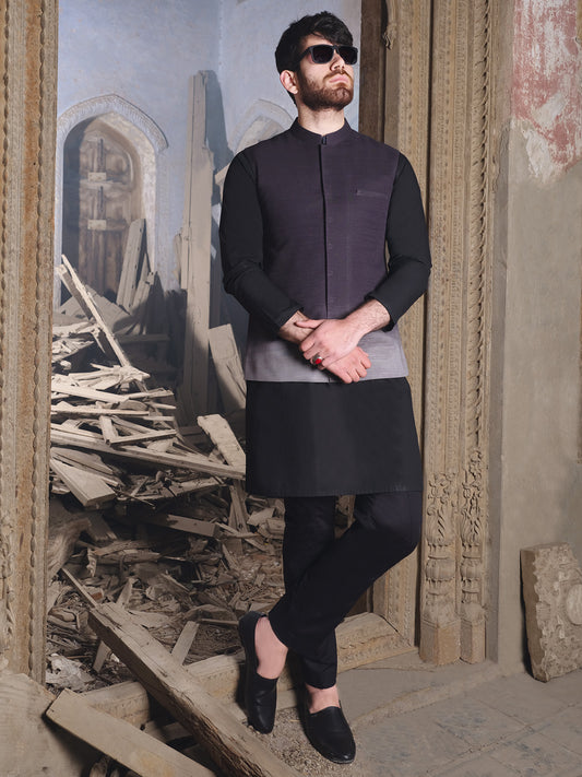 Black Cotton Waistcoat - AL-WC-309
