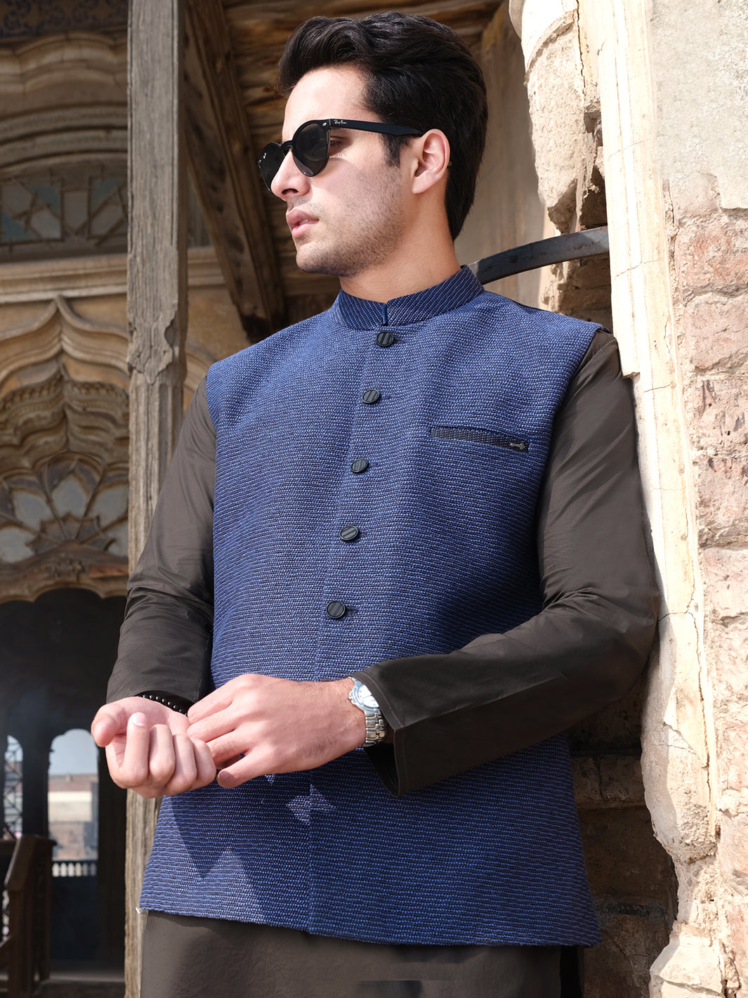 Blue Blended Waistcoat - AL-WC-325