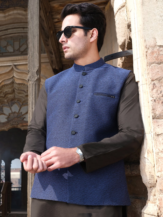 Blue Blended Waistcoat - AL-WC-325