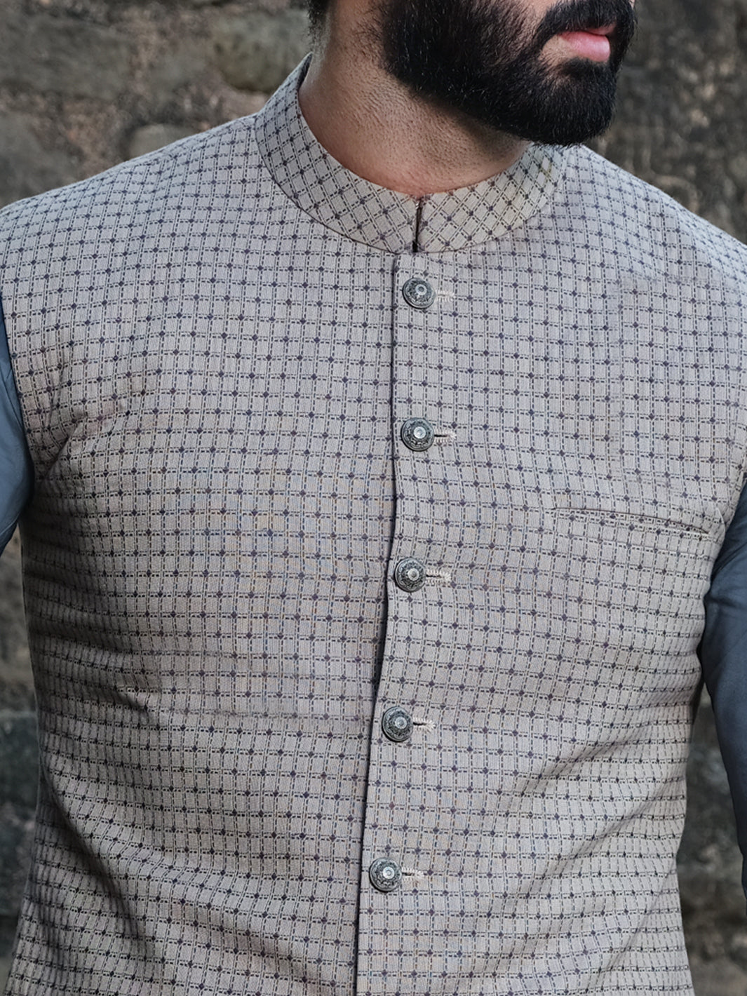 Grey Woven Waistcoat - AL-WC-327