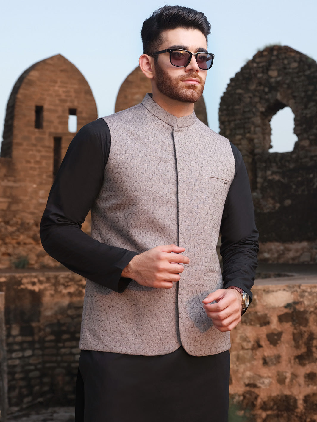 Grey Woven Waistcoat - AL-WC-331