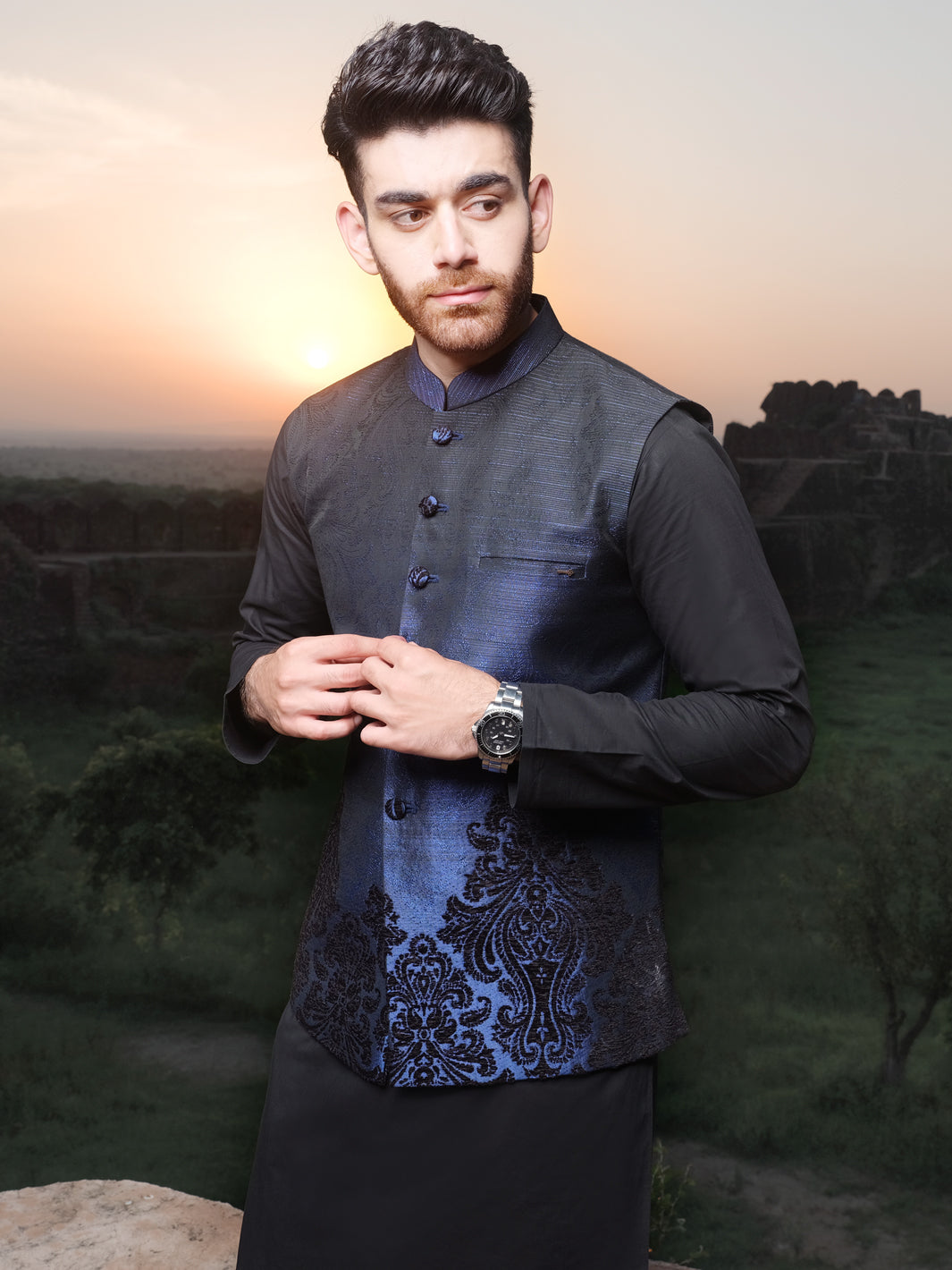 Blue Blended Waistcoat - AL-WC-334