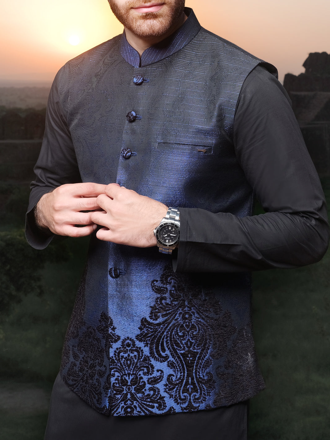 Blue Blended Waistcoat - AL-WC-334