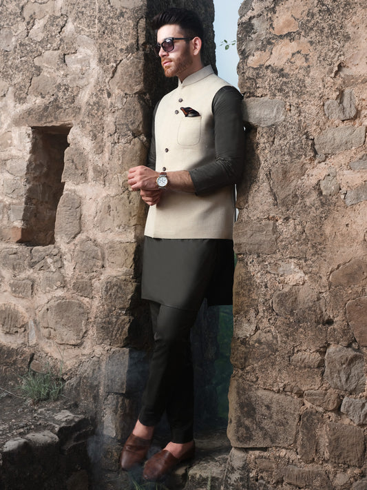 Off White Blended Waistcoat - AL-WC-336