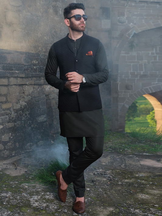 Black Blended Waistcoat - AL-WC-338