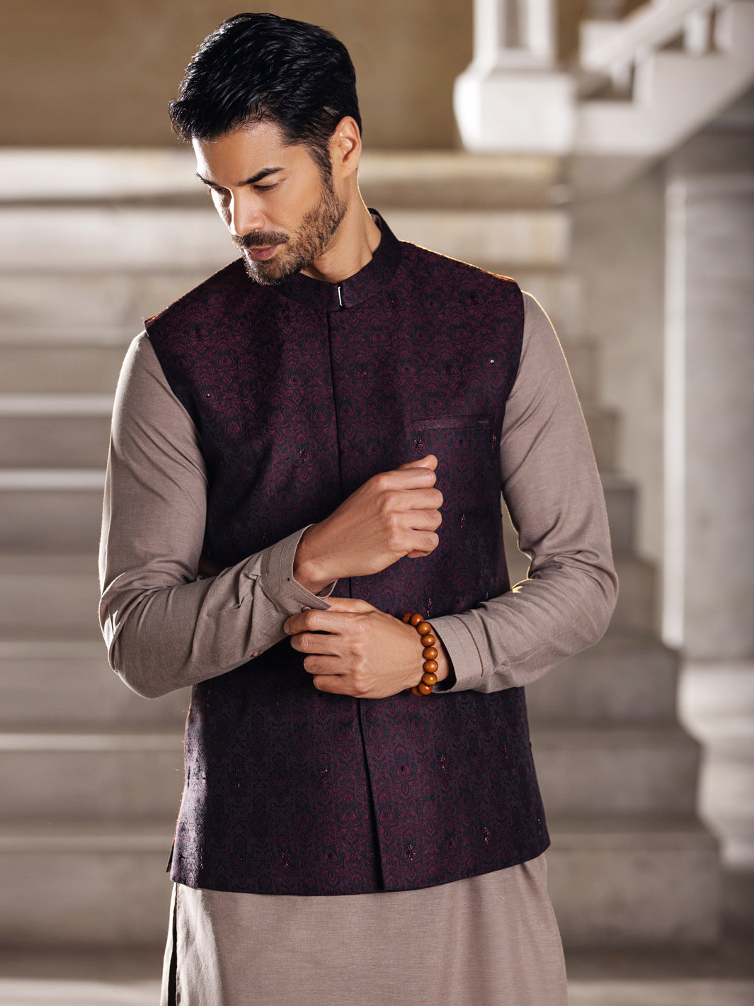 Maroon Blended Waistcoat - AL-WC-385