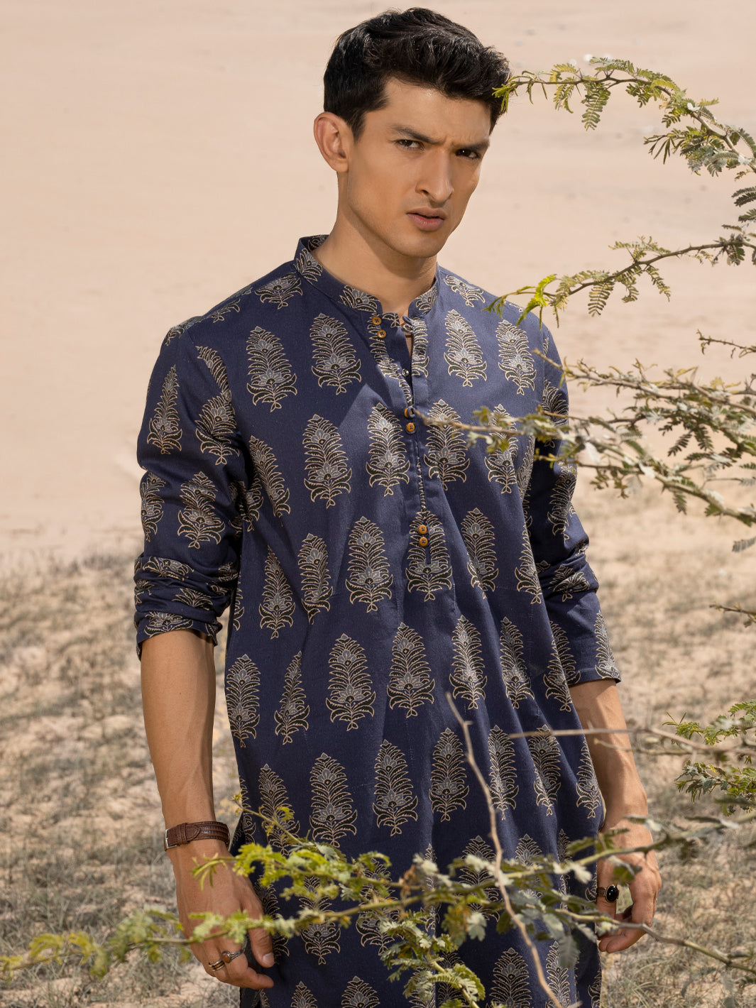 Blue Cotton Short Kurta - ALCR-K-035