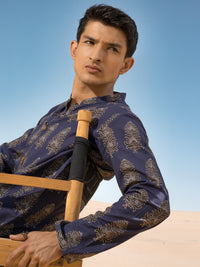 Blue Cotton Short Kurta - ALCR-K-035