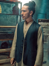 Blue Linen Cotton Waistcoat - ALCR-WC-001