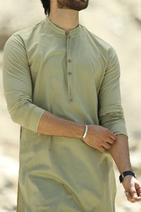 Olive Green Cotton Kurta - AL-K-656